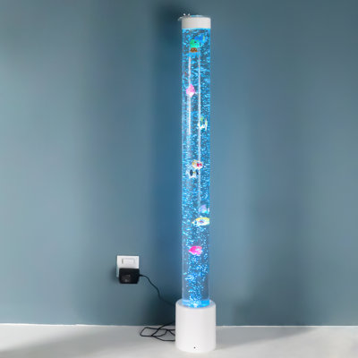 Lampe à tube d'eau sensorielle avec lumières colorées à DEL et poisson nageant - Veilleuse apaisante d'aquarium pour enfants et thérapie sensorielle