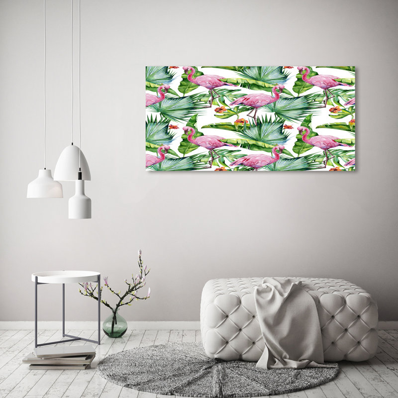 Flamingos Plants - Wrapped Canvas Print