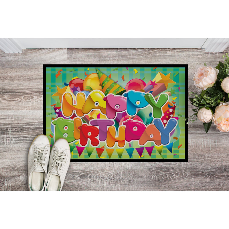 Tapis d'extérieur antidérapant Fehzan Happy Birthday, Rectangle 1 pi 6 po x 2 pi 3 po