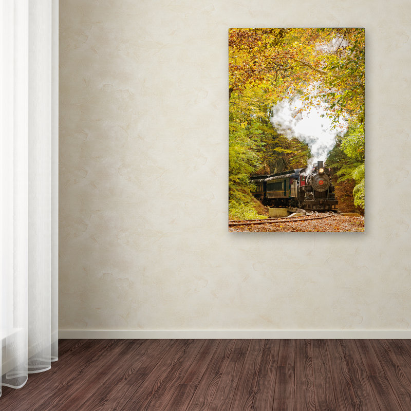 Autumn Foliage Steam Train 12x19-Inch Canvas Art