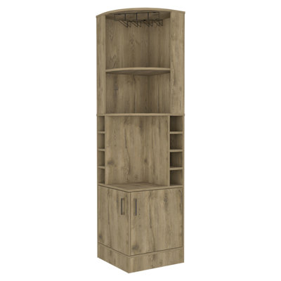 8-Bottle 2-Shelf Bar Cabinet Sideboard Metal Sideboard