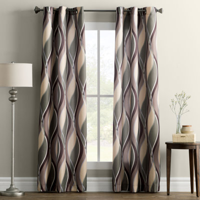 Ogee Print Semi-Sheer Grommet Curtain Panel - Basics by Wayfair™