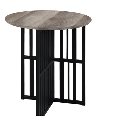 Table de bout en chêne antique et noir avec double piédestal