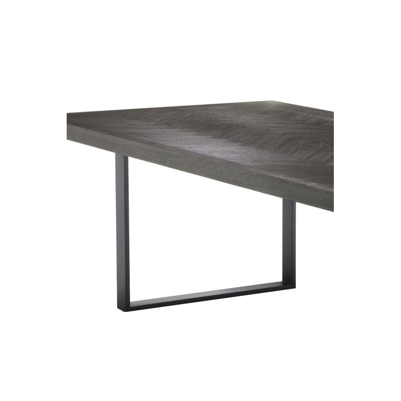 Borghese Solid Oak Dining Table, 45.2756" W x 118.1102" L, Charcoal Oak/Bronze