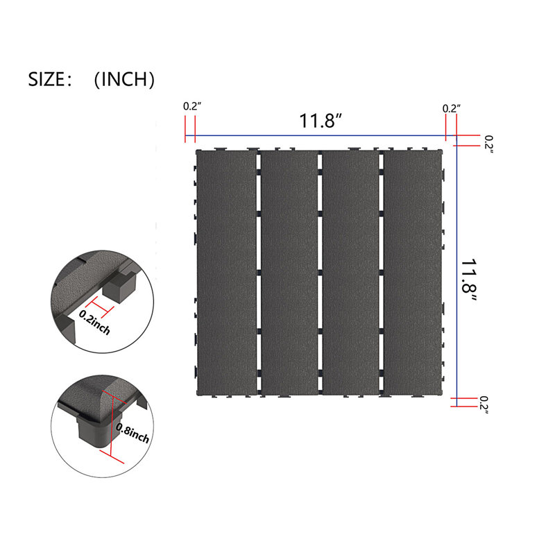 Carreaux de terrasse en plastique emboîtables, Gris