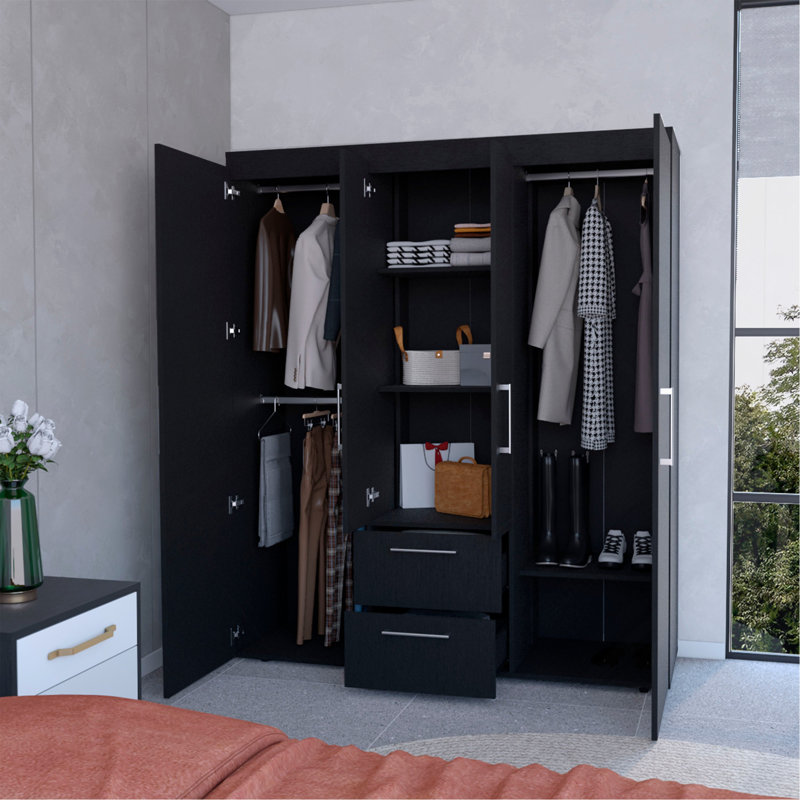 Armoire 2 portes noire tout-en-un