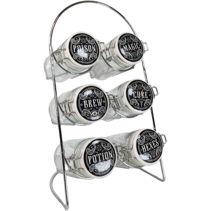 Support à épices avec 6 pots en verre Wicca