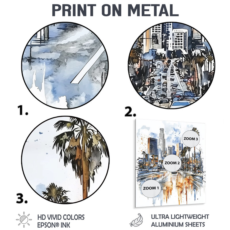 Los Angeles Sunset Boulevard II - Cityscapes, impression murale en métal, H 32 po x l 16 po