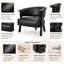 Fauteuil à oreilles en similicuir noir, monobloc, dossier enveloppant, design ergonomique, pieds en bois d'hévéa massif-460345869