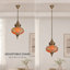 Suspension en mosaïque de verre turco-marocain, orange, à une lumière, avec chaîne en bronze antique et ampoule E26 blanc chaud incluse-1121255257