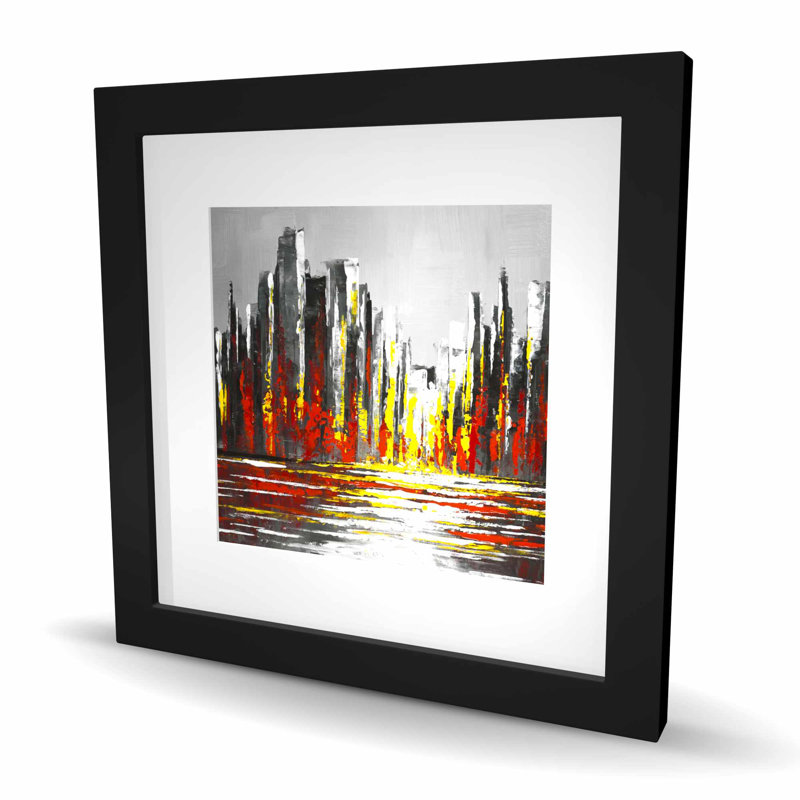 Abstract Red Skyline - Framed Matted Print for Home Decor