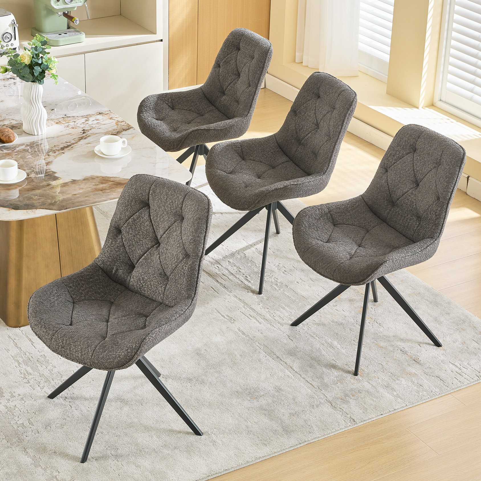 Chairs Set Light Grey Dining Chairs Black Legs Chloe Scoop Back