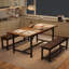 Ensemble de table de salle à manger pour 4-8, ensemble de 3 pièces extensibles 63 po avec 2 bancs rembourrés - Grande table de cuisine rectangulaire avec structure en métal pour économiser de l'espace dans les appartements-402582552