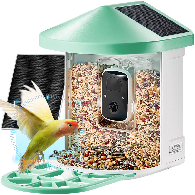 Mangeoire à oiseaux intelligente avec caméra, IA 2K HD identifiant plus de 10 000 espèces d'oiseaux, cadeau d'extérieur sans fil pour les amoureux des oiseaux (3 panneaux solaires), caméra d'observation des oiseaux à énergie solaire avec capture automatique et notification instantanée