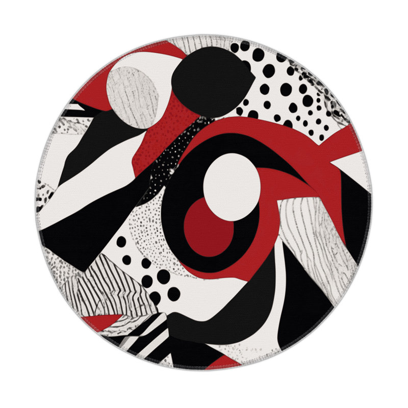 Crimson Fragment Indoor And Outdoor Area Rug, Round 5'