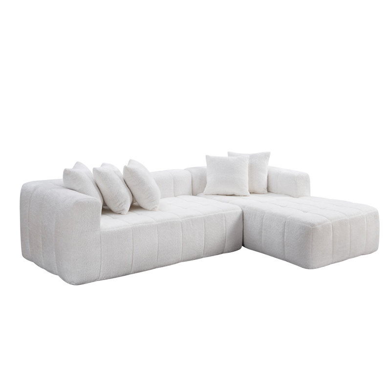 Canapé modulaire 107,9 po Cloud, Blanc / Blanc, Right Hand Facing