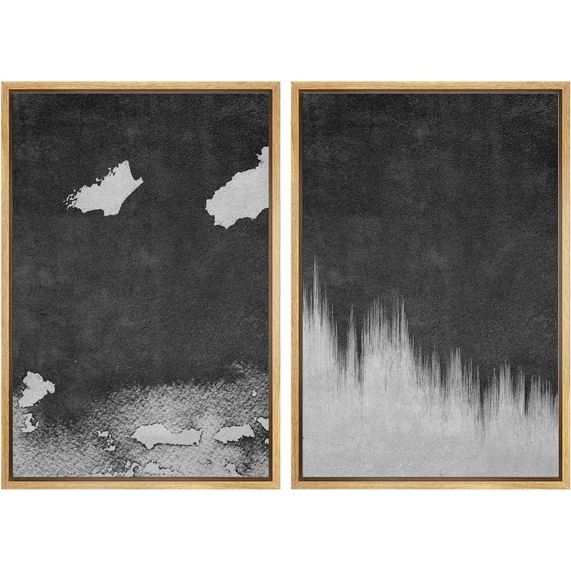Tache de brosse grise et tache sur fond noir abstrait géométrique moderne art contemporain foncé, H 24 po x l 16 po