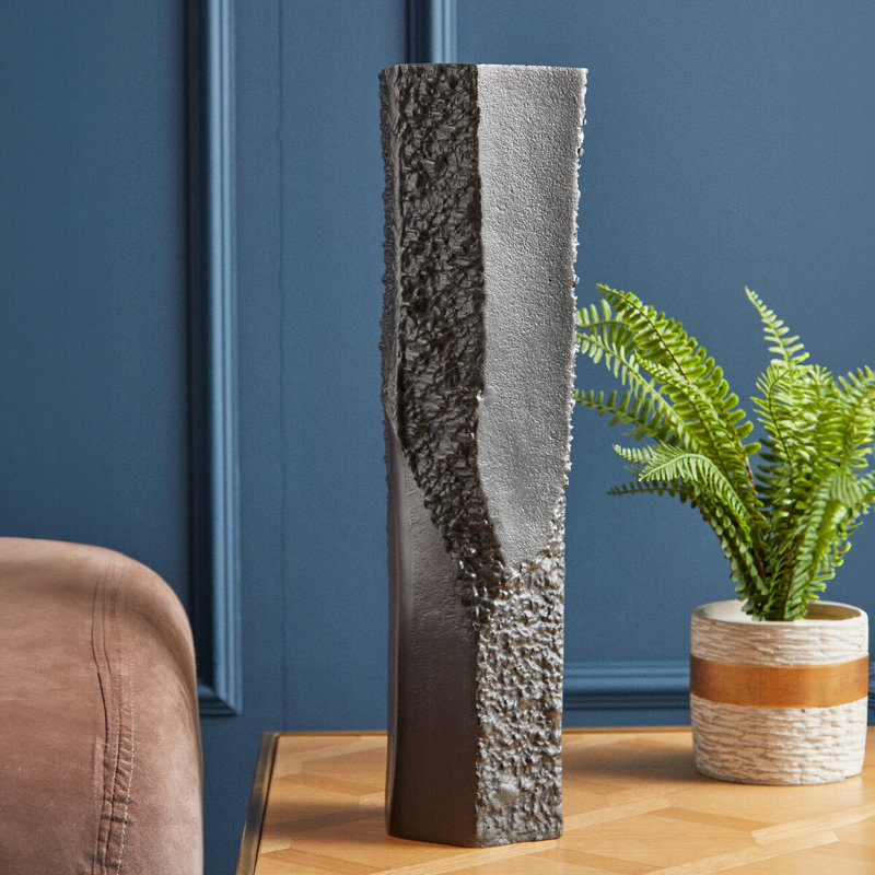 Azilyn Ceramic Table Vase, Grey, 46cm H x 11cm W x 11cm D