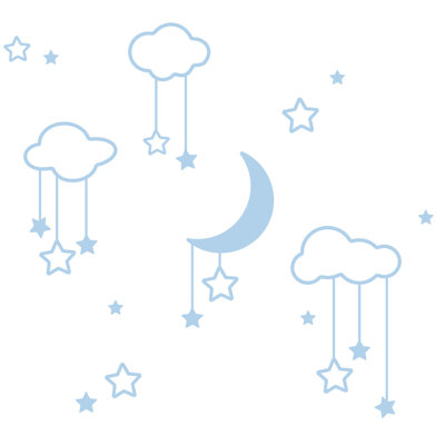 Décalcomanie murale étoiles et nuages lune
