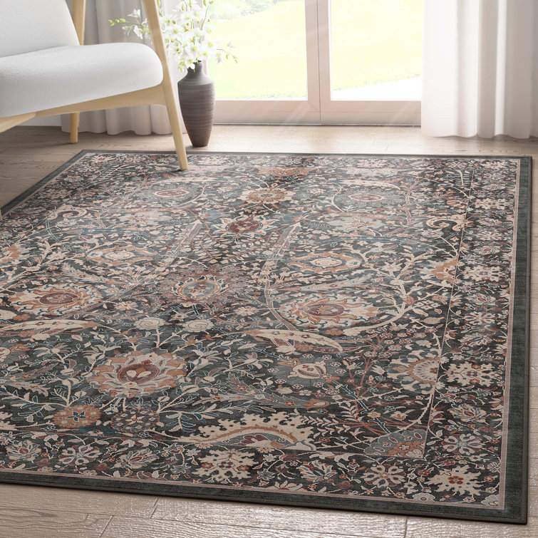 Ervin Liana Vintage Oriental Charcoal Gray Flat-Weave Rug