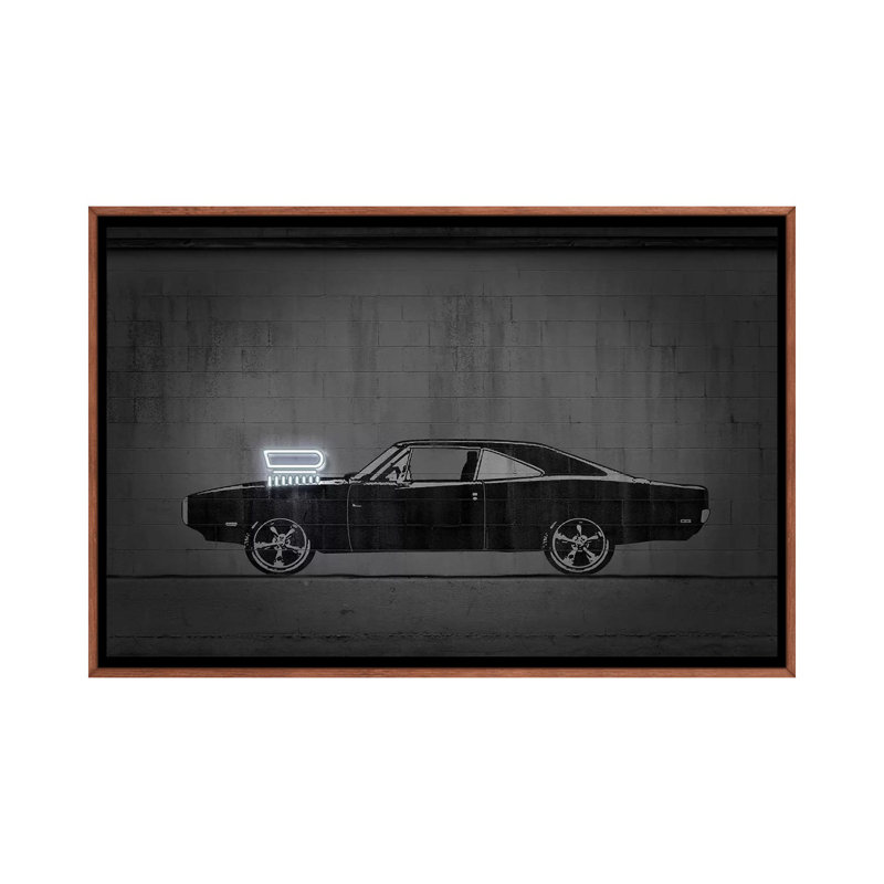 Impression d’art graphique « charger » par octave Mielu, Pas de tapis, H 18 po x l 26 po x P 1,5 po, Cadre bois classique