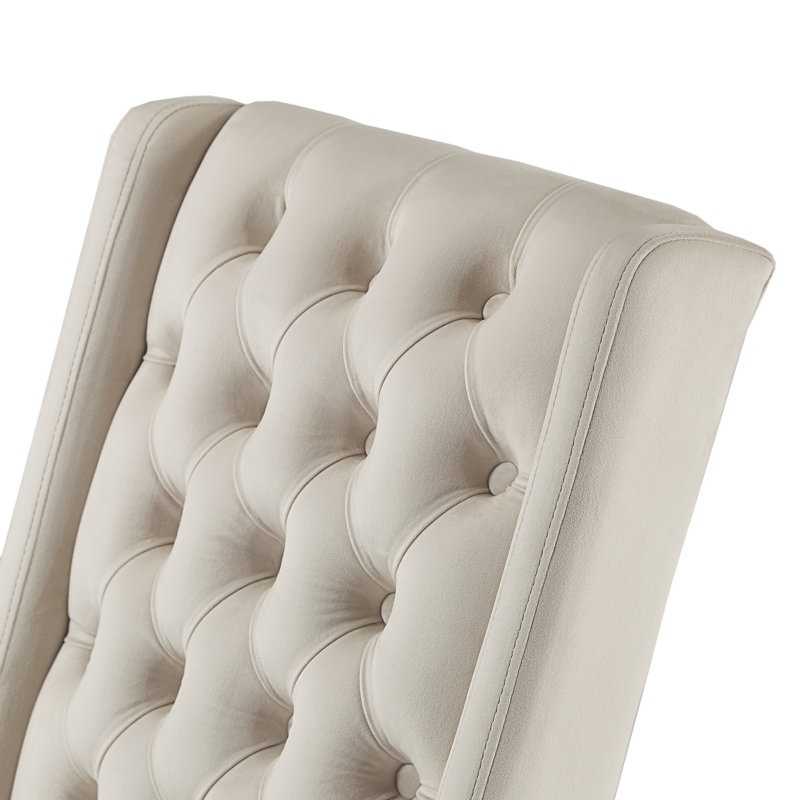 Dukinfield 20.5'' H Tufted Upholstered Side Chair, Gray Linen, Espresso