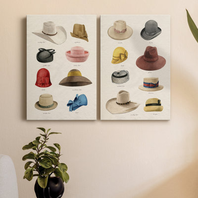 «Vintage Hats I», toile tendue avec châssis de qualité supérieure - prête à être accrochée