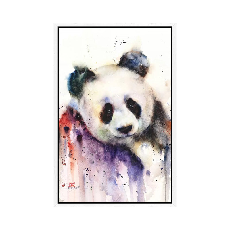 Panda by Dean Crouser - Painting on Canvas, 66.04 cm H x 45.72 cm W, White Framed