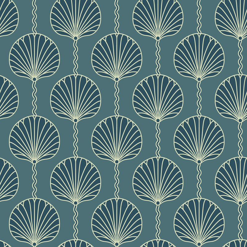 Deco Lily - Wallpaper, Teal, Peel & Stick