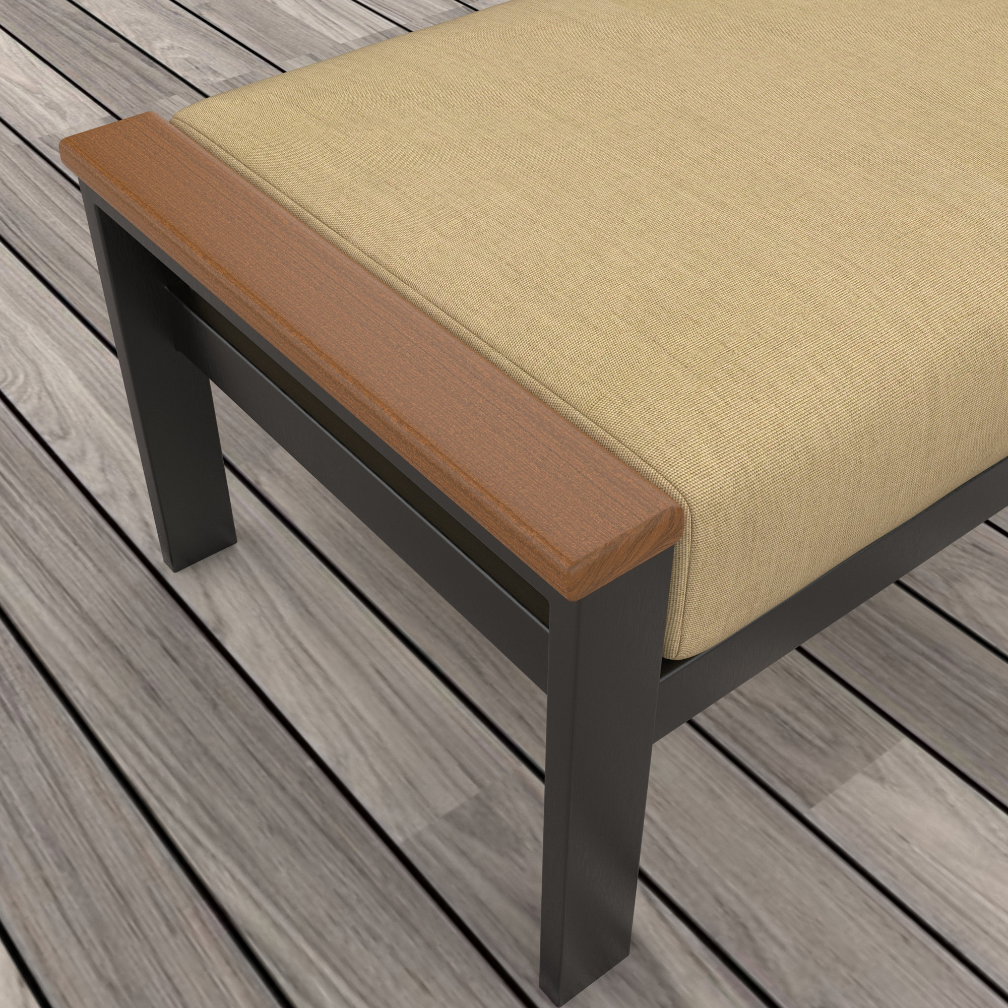  Townsend Indoor Outdoor Aluminum Ottoman with Sunbrella® Cushion, Canvas Heather Beige