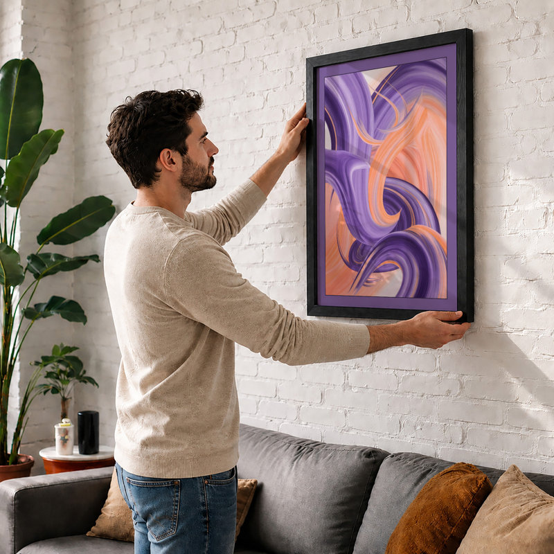 Flowing Curves Abstract - Print, A2 - 59.4 x 42.0 cm, White