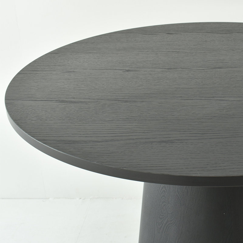Caetano 4-Person Solid and Pedestal Dining Set, Dark Gray, Black