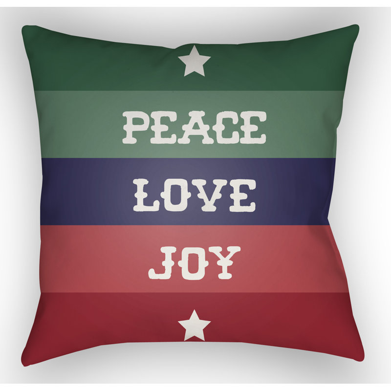 Stripe Indoor/Outdoor Throw Pillow, 18" H x 18" W x 4" D, Green / Blue / Red / White