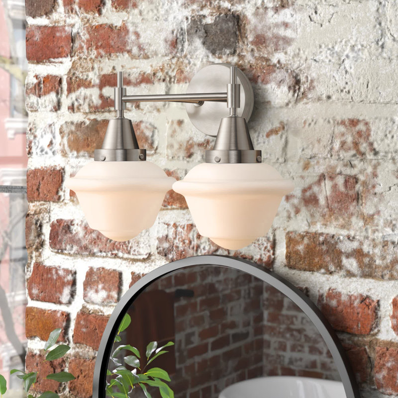 Éclairage pour meuble-lavabo à 2 lumières à intensité variable Gayle, Nickel satiné, Blanc mat