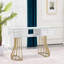 Table de manucure moderne Deshawn avec plateau en verre, structure en métal, bureau de maquillage pour coiffeuse