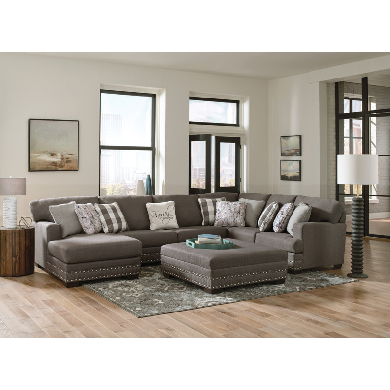 Alamdaar 149" Wide Corner Sectional with Ottoman, Right Hand Facing