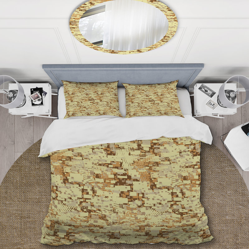 Ensemble de housse de couette en microfibre crème / brun 3 pièces, Housse de couette simple + 1 taie décorative stan