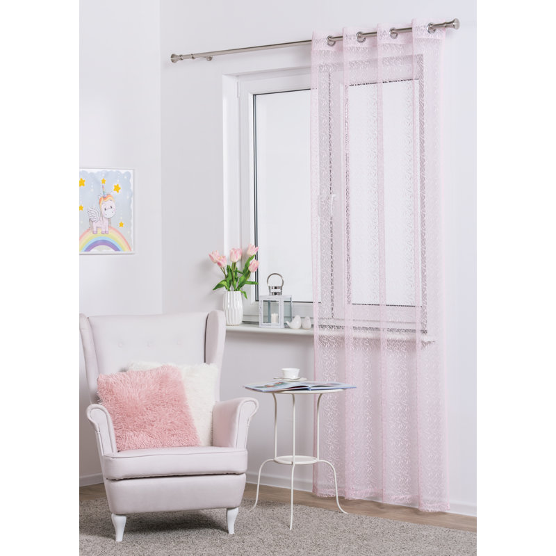 Mariela Reda Eyelet Semi Sheer Curtain, Pink