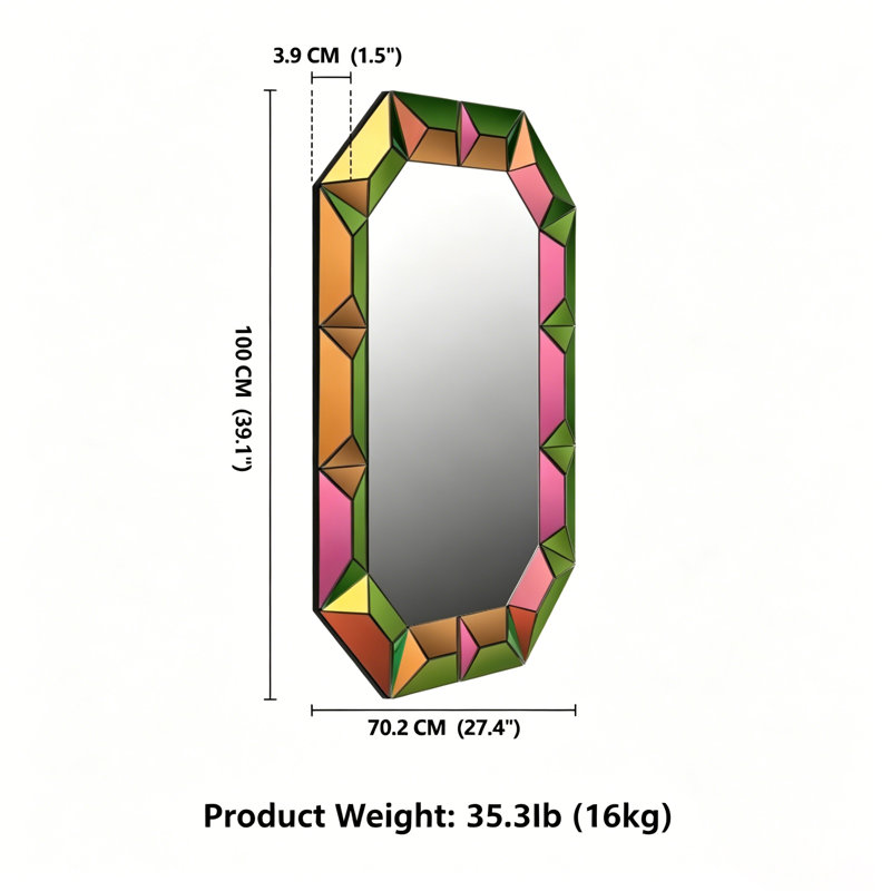 Freelon 39" Geometric Decorative Wall Mirror with Neon Finish