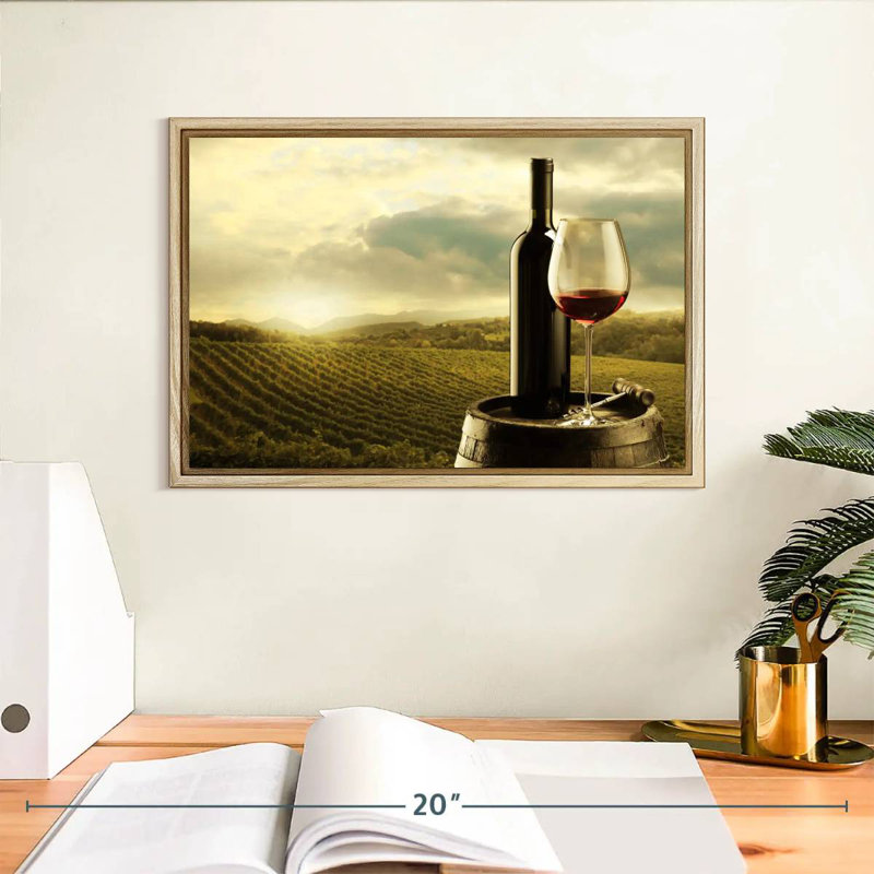 Vin rouge du vignoble, 13 po x 9 po, Cadre flottant en bois naturel