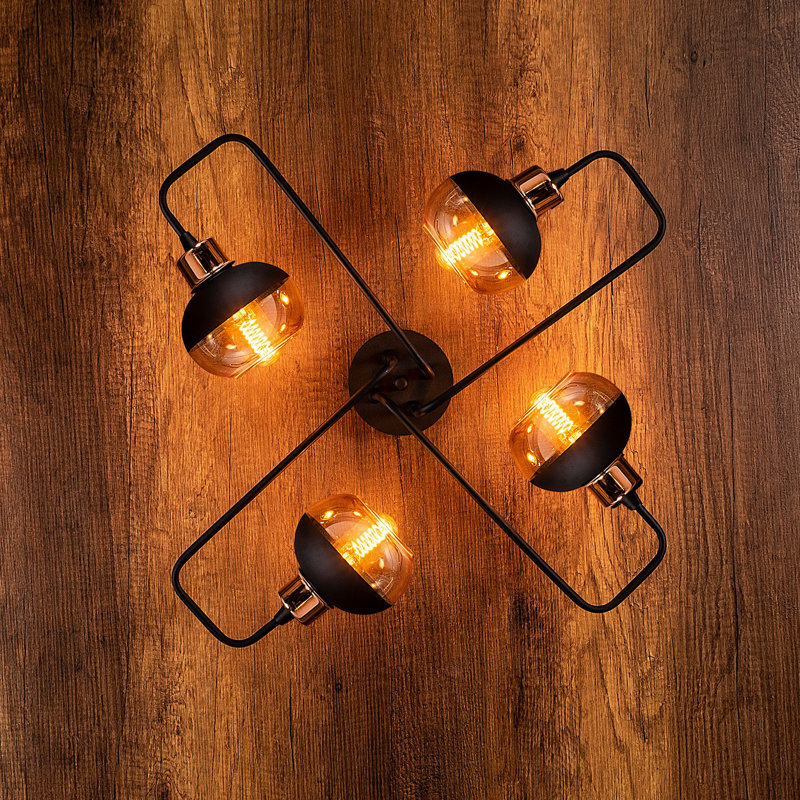 Muriel 4-Light 72cm Semi Flush Mount, Copper, Black