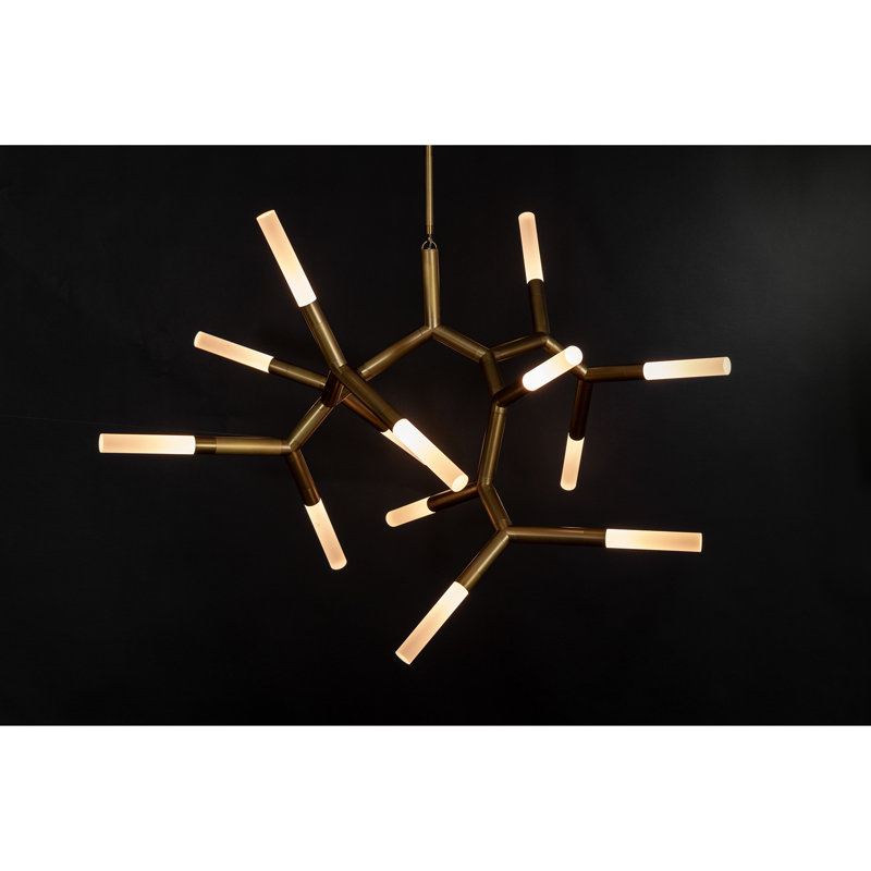 Traveler Chandelier, 44.5"W x 43.5"H, Natural Brass