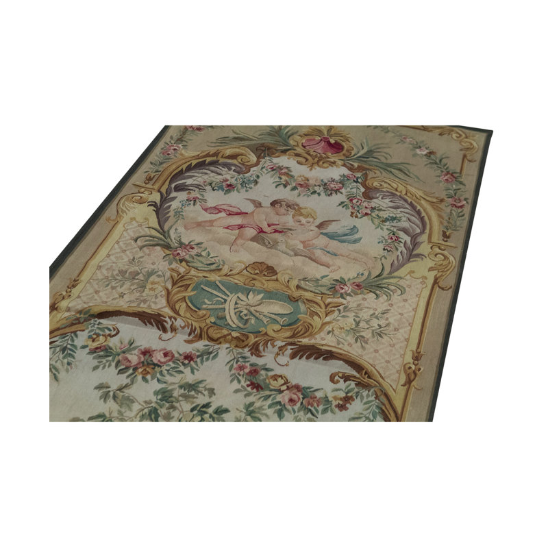 Hand-Knotted High-Quality Green and Brown Area Rug
