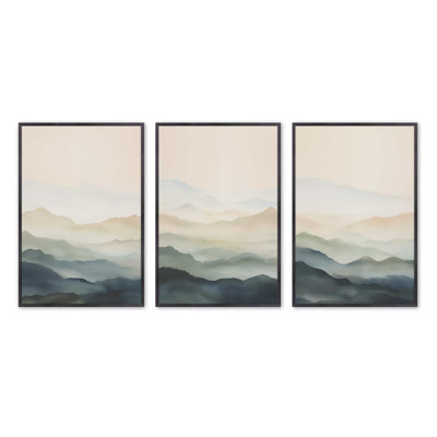 Silent Serenity Set of 3 Prints in a Lemon Grass Frame, 16" x 12"