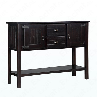 Console style rétro en bois massif de 48 po - Buffet de rangement pour la cuisine, la salle à manger et le salon