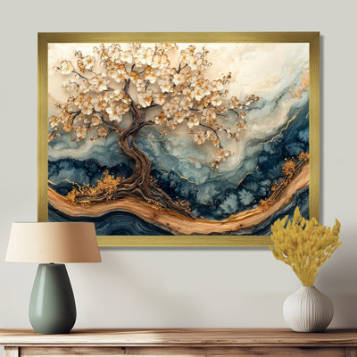 Golden Cherry Blossom Tree Garden Of Winter Beauty VI - Floral Wall Art