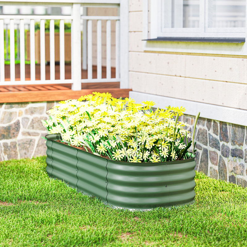 5 x 2.5 x 2 ft Galvanized Raised Garden Bed, Easy DIY, Dark Green, Green, 22" H x 63" W x 31.5" D