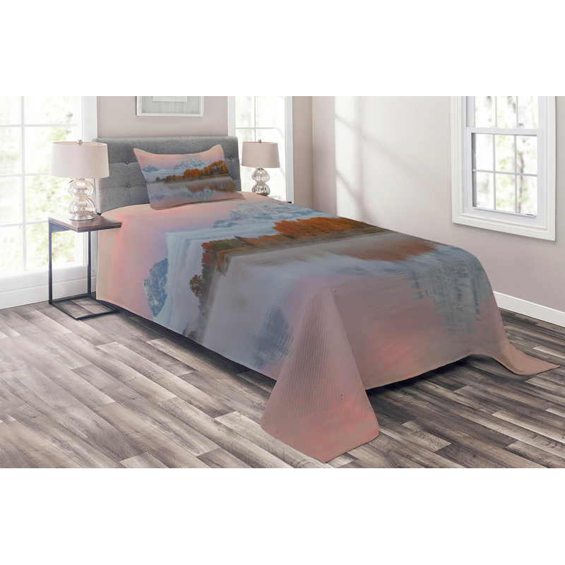 Landscape Polyester Coverlet, Twin Bedspread + 1 Sham