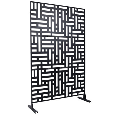 Écran d'intimité extérieur et intérieur en métal H 76 po x l 48 po, écran d'intimité décoratif autoportant pour terrasse de balcon, panneaux de clôture d'intimité pour jardin extérieur PS103 NOIR