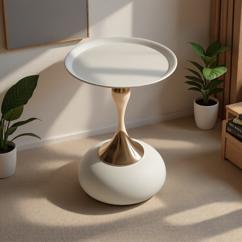 Table de bout à plateau en métal 21 po avec base en queue de sirène, Gris mat